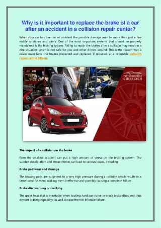 Why is it important to replace the brake of a car after an accident in a collision repair center.docx