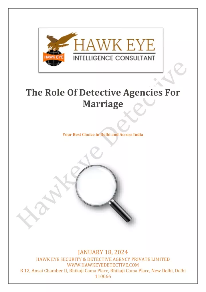 the role of detective agencies for marriage your