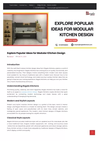 Explore Popular Ideas for Modular Kitchen Design