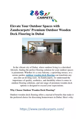 Transform Your Outdoor Spaces: The Elegance of Wooden Deck Flooring in Dubai