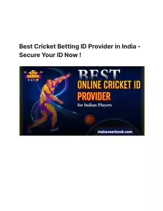 Best Cricket Betting ID Provider in India - Secure Your ID Now  (1)