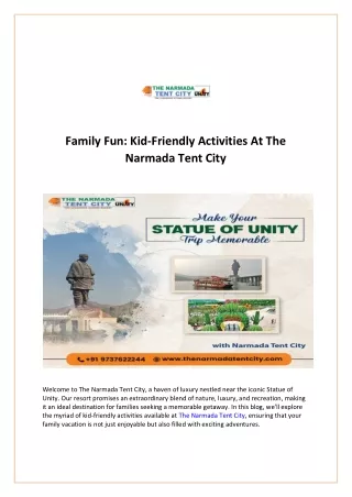Family Fun KidFriendly Activities At The Narmada Tent City