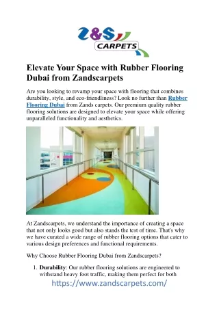 Discover the Endless Possibilities with Rubber Flooring Dubai: Your Guide to Ver
