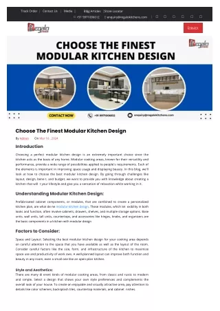Choose The Finest Modular Kitchen Design