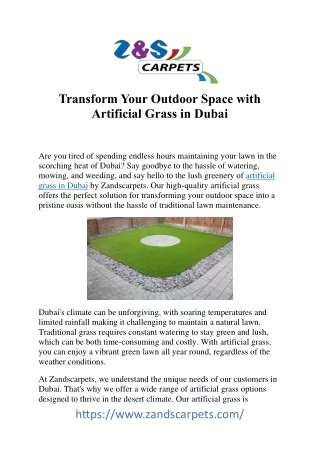 Transforming Spaces: The Green Revolution of Artificial Grass in Dubai