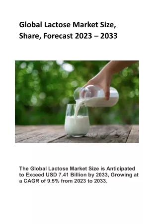 global lactose market size share forecast 2023