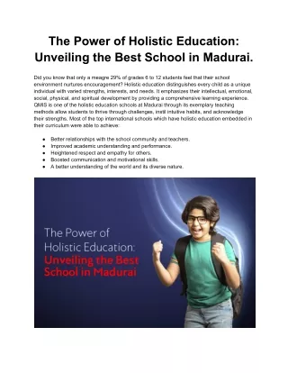 The Power of Holistic Education_ Unveiling the Best School in Madurai