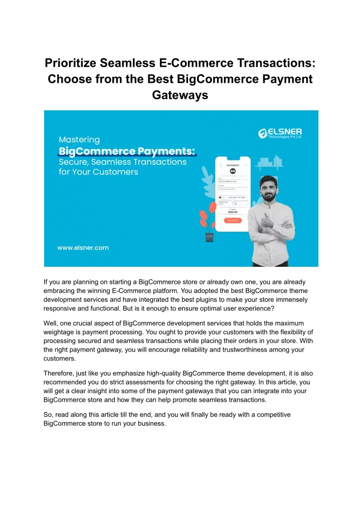 prioritize seamless e commerce transactions