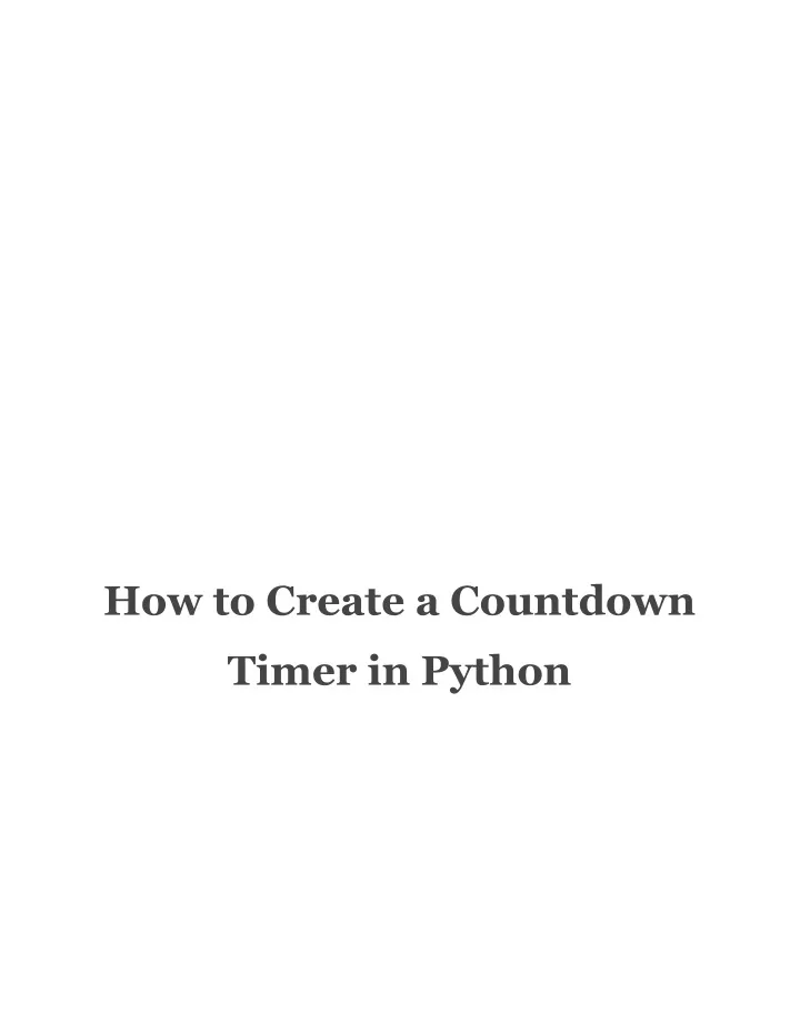 how to create a countdown