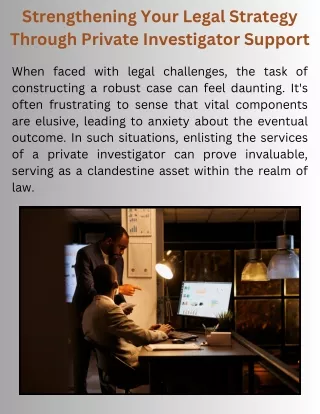 Strengthening Your Legal Strategy Through Private Investigator Support