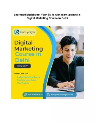 Learnupdigital:Boost Your Skills with learnupdigital’s Digital Marketing Course
