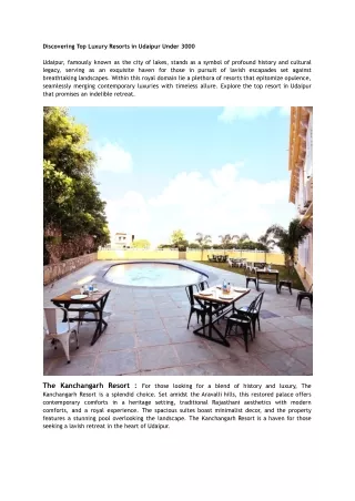 Discovering Top Resorts in Udaipur Under 3000