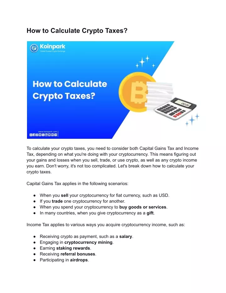 how to calculate crypto taxes