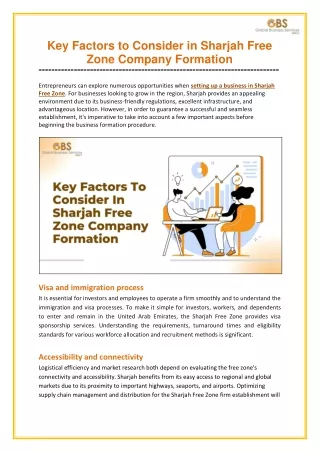 Key Factors to Consider in Sharjah Free Zone Company Formation