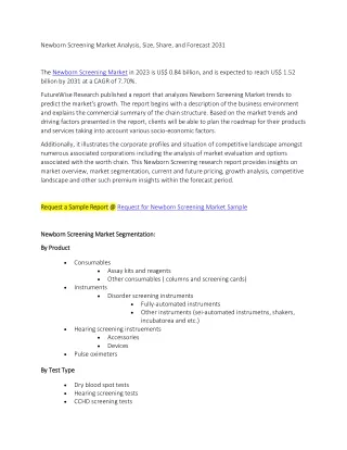 Newborn Screening Market Analysis, Size, Share, and Forecast 2031