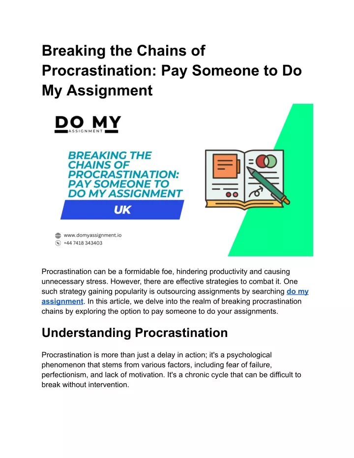 breaking the chains of procrastination