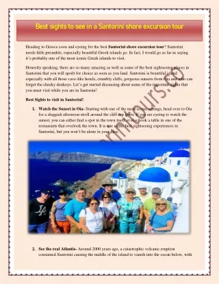 Best sights to see in a Santorini shore excursion tour