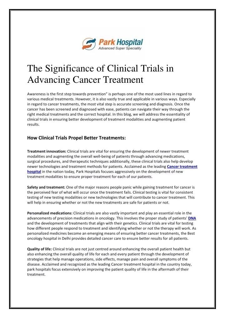 the significance of clinical trials in advancing