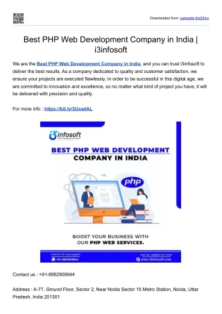 Best PHP Web Development Company in India - i3infosoft