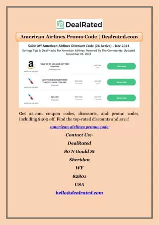 American Airlines Promo Code | Dealrated.com