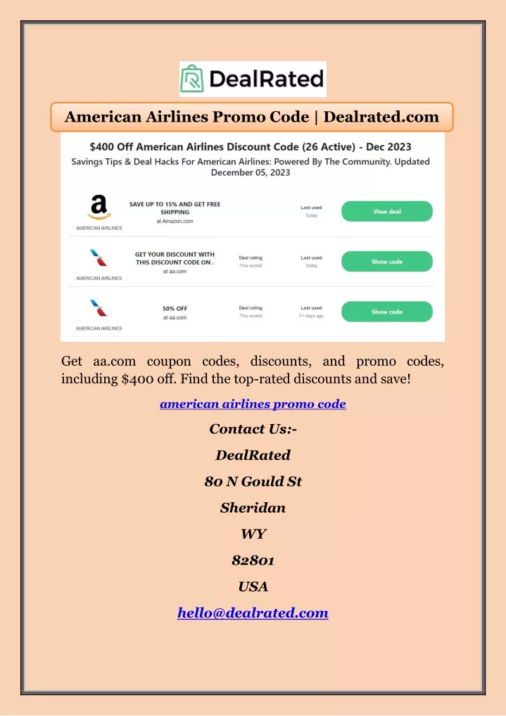 PPT American Airlines Promo Code PowerPoint