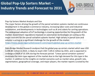 Global Pop-Up Sorters Market – Industry Trends and Forecast to 2031