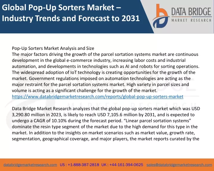 global pop up sorters market industry trends