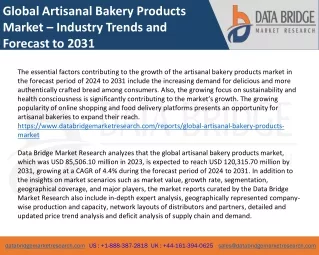 Global Artisanal Bakery Products Market – Industry Trends and Forecast to 2031