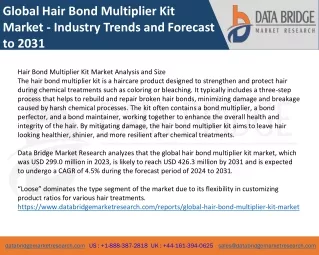 Global Hair Bond Multiplier Kit Market - Industry Trends and Forecast to 2031