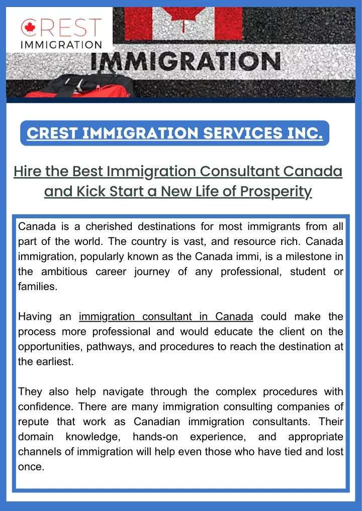 PPT - Hire the Best Immigration Consultant Canada and Kick Start a New ...