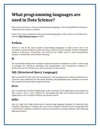 what programming languages are used in data