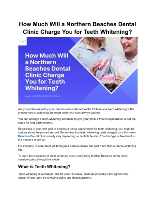 How Much Will a Northern Beaches Dental Clinic Charge You for Teeth Whitening_