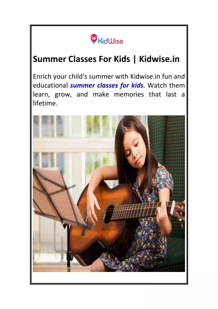 summer classes for kids kidwise in