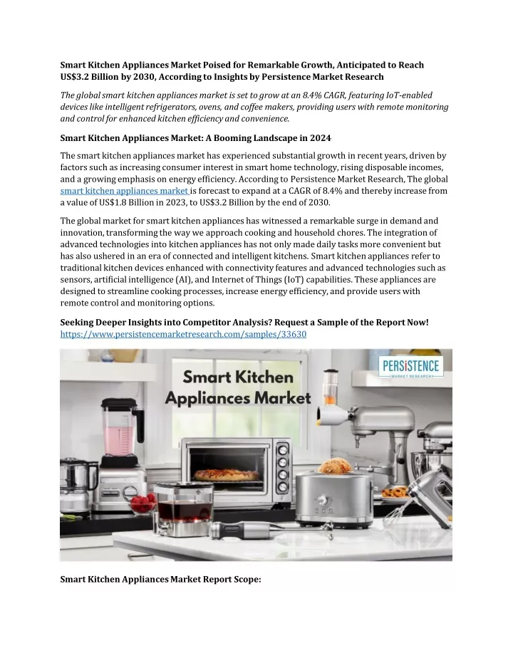 smart kitchen appliances market poised