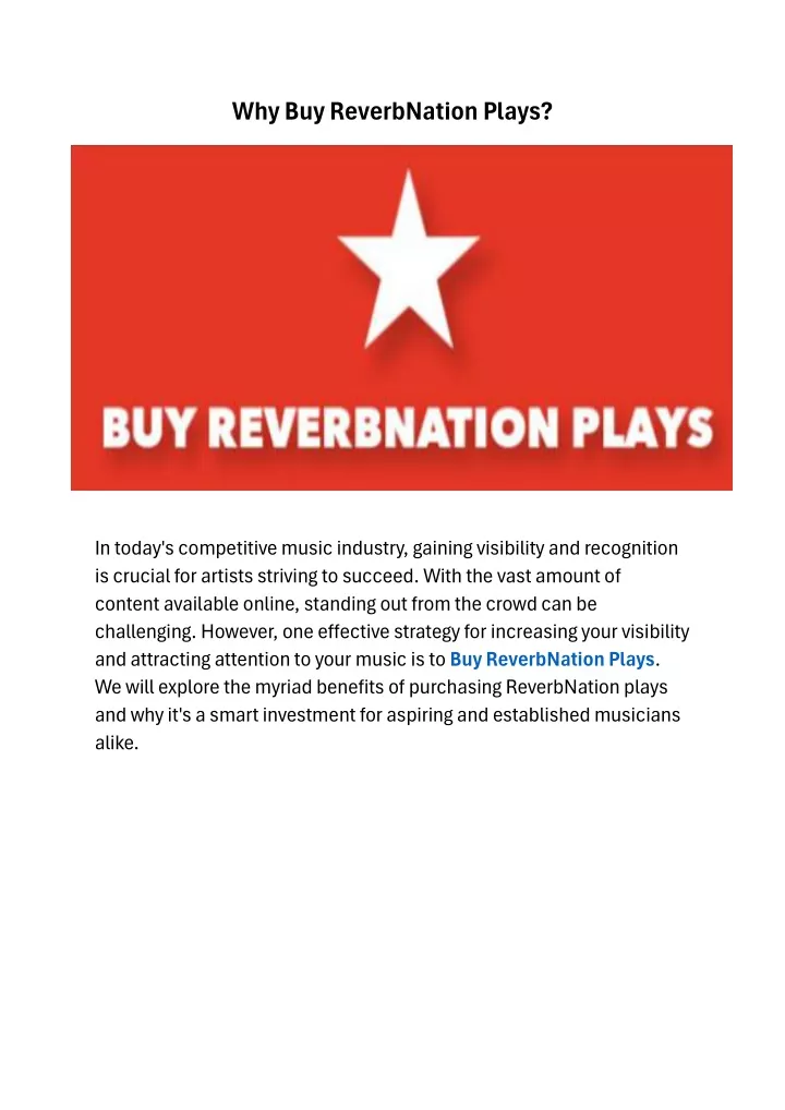 why buy reverbnation plays