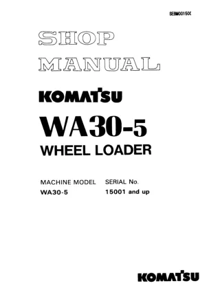 Komatsu WA30-5 Wheel Loader Service Repair Manual SN 15001 and up