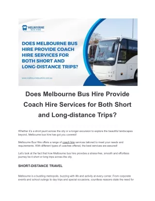 Exploring Near and Far: Melbourne Bus Hire's Comprehensive Coach Services