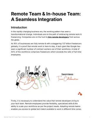 Remote Team & In-house Team: A Seamless Integration