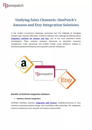 Unifying Sales Channels: OnePatch's Amazon and Etsy Integration Solutions