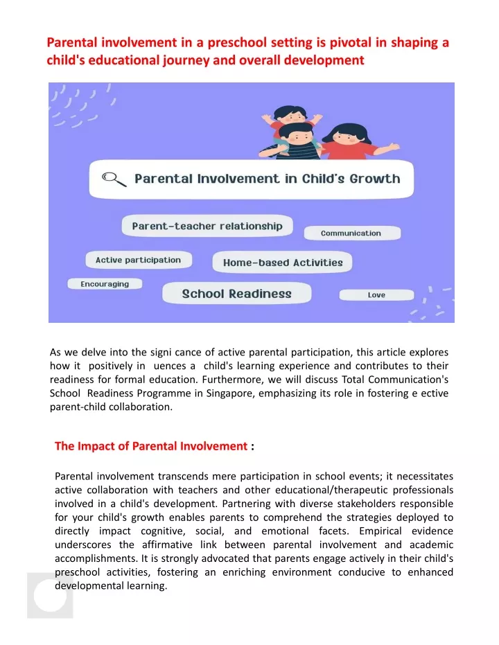 parental involvement in a preschool setting