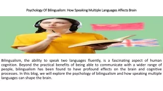 Psychology Of Bilingualism How Speaking Multiple Languages Affects Brain
