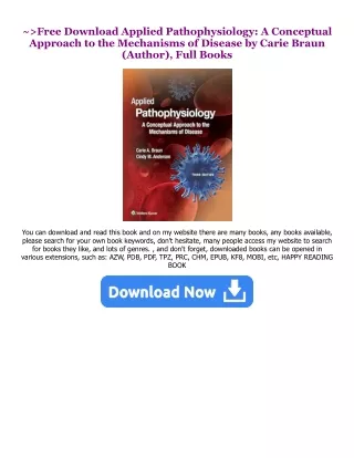 READ DOWNLOAD#= Applied Pathophysiology: A Conceptual Approach to the Mechanisms of Disease [PDFEPub] By  Carie Braun (A