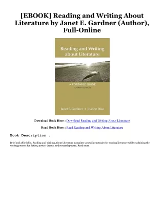 eBook PDF Reading and Writing About Literature PDF By  Janet E. Gardner (Author)