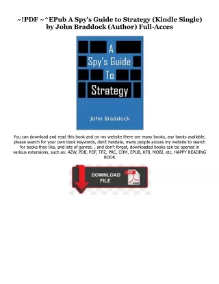 [Epub]$$ A Spy's Guide to Strategy (Kindle Single) [PDFEPub] By  John Braddock (