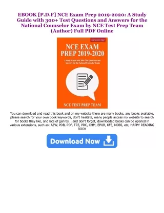 Free [epub]$$ NCE Exam Prep 2019-2020: A Study Guide with 300  Test Questions an