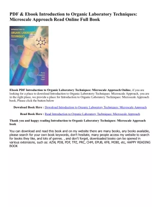 READ [EBOOK] Introduction to Organic Laboratory Techniques: Microscale Approach (PDFKindle)-Read By  Donald L. Pavia (Au