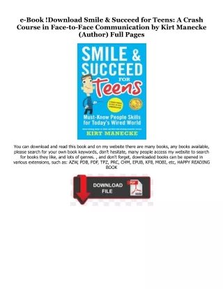~[^EPUB] Smile & Succeed for Teens: A Crash Course in Face-to-Face Communication