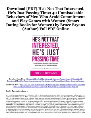 [^PDF]-Read He’s Not That Interested, He’s Just Passing Time: 40 Unmistakable Be