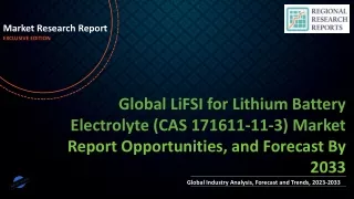LiFSI for Lithium Battery Electrolyte (CAS 171611-11-3) Market Size, Trends, Scope and Growth Analysis to 2033