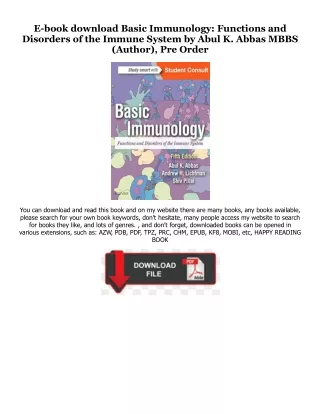~[^EPUB] Basic Immunology: Functions and Disorders of the Immune System [ PDF ]